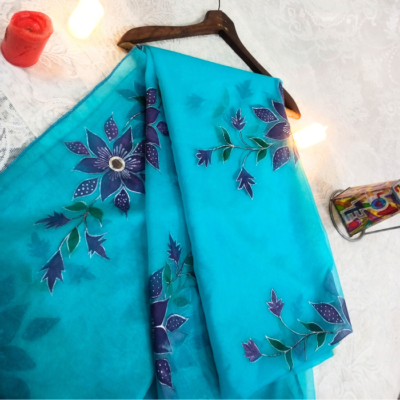 hand paint organza dupatta 01