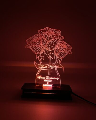 customized acrylic engraved lamp mehroon shade