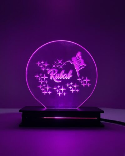 customized acrylic engraved lamp purple shade