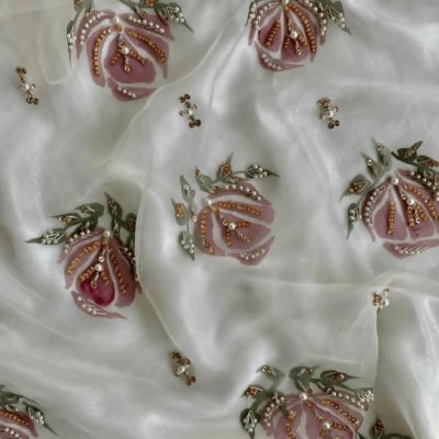 hand paint organza dupatta 08