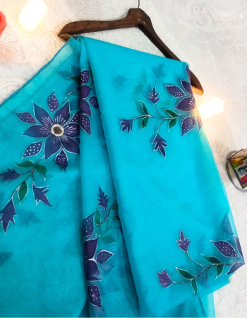 Home hand paint organza dupatta 01